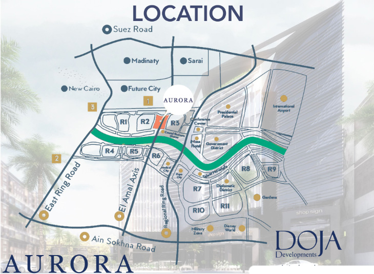 مول ارورا العاصمة الادارية الجديدةMall Aurora New Capital تجاري - اداري - طبي