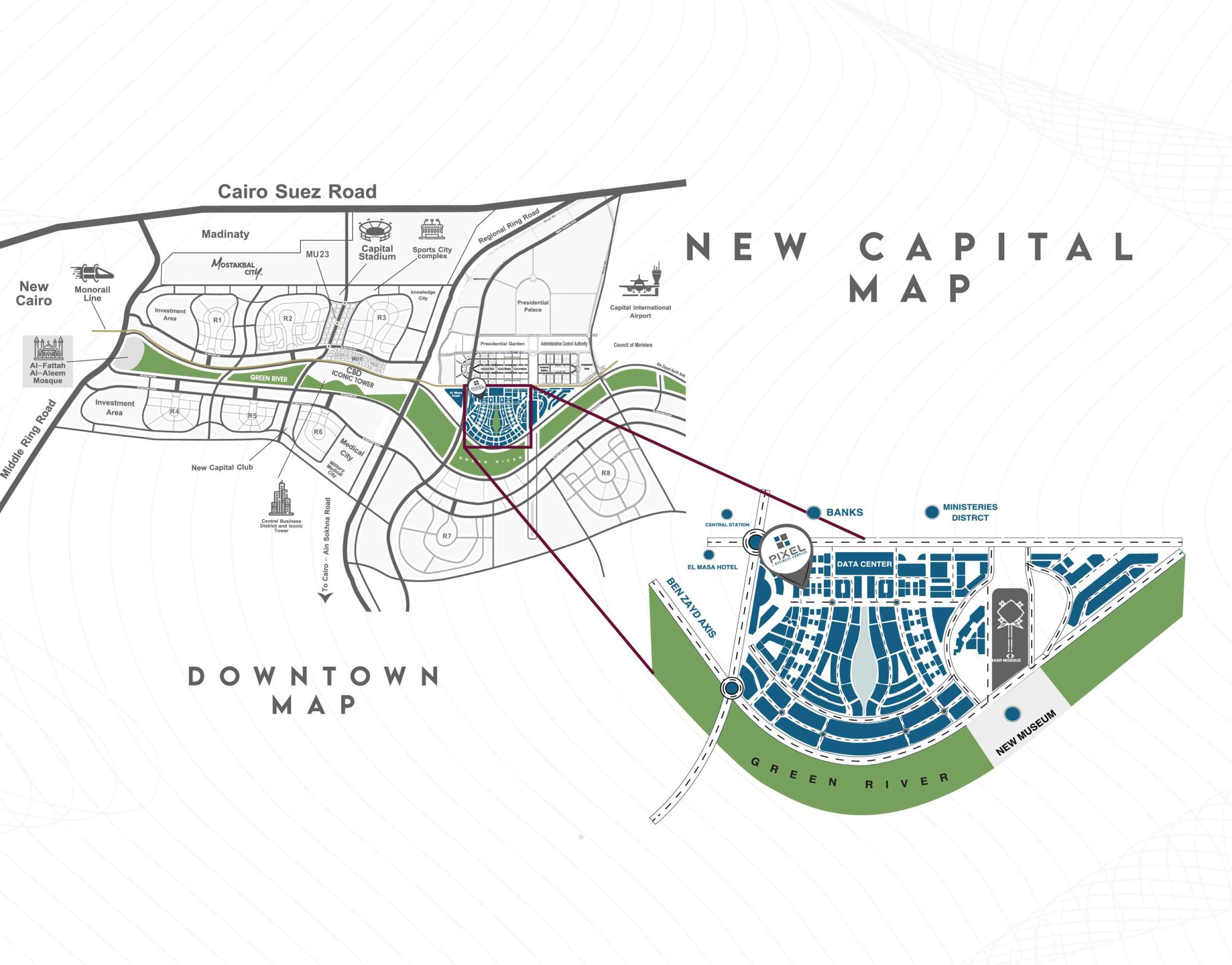 مول بكسل العاصمة الإدارية الجديدةMall Pixel New Capital تجاري - اداري