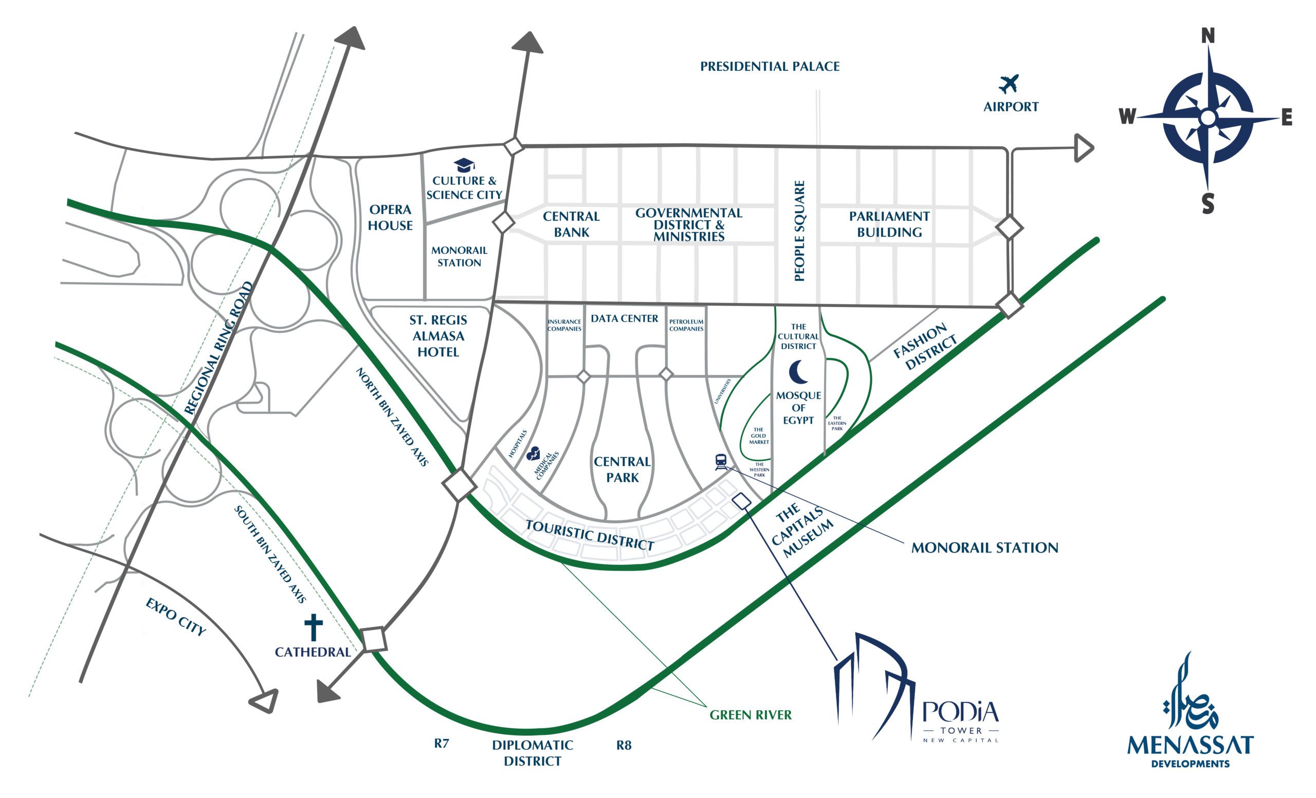 مول بوديا تاور العاصمة الإدارية الجديدةMall Podia Tower New Capital تجاري - اداري - طبي